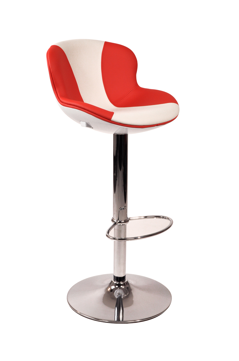 Tabouret de bar / cuisine design blanc et rouge ROCKY