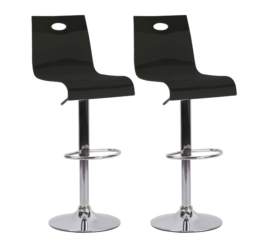 Tabouret de bar / cuisine design plexiglas noir SATURNE (Lot de 2)