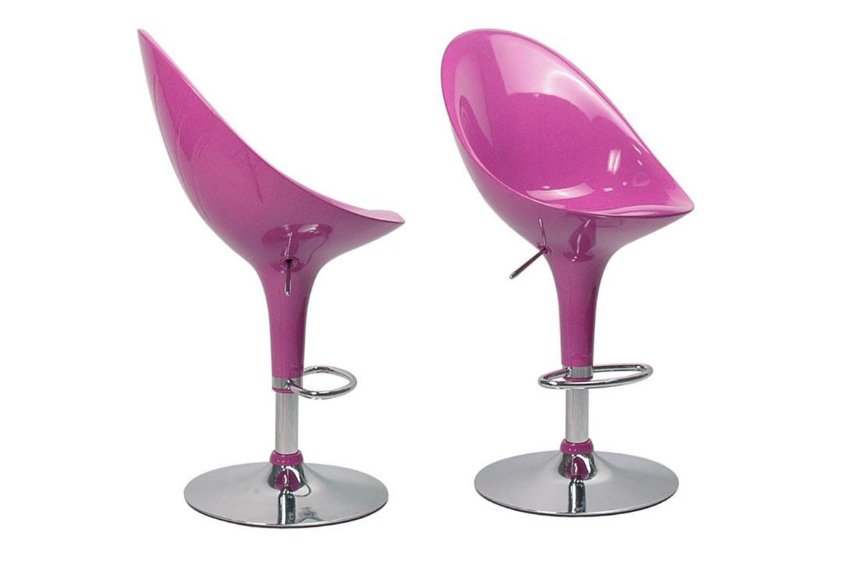Tabouret de bar laqu&eacute; rose Oeuf (lot de 2)
