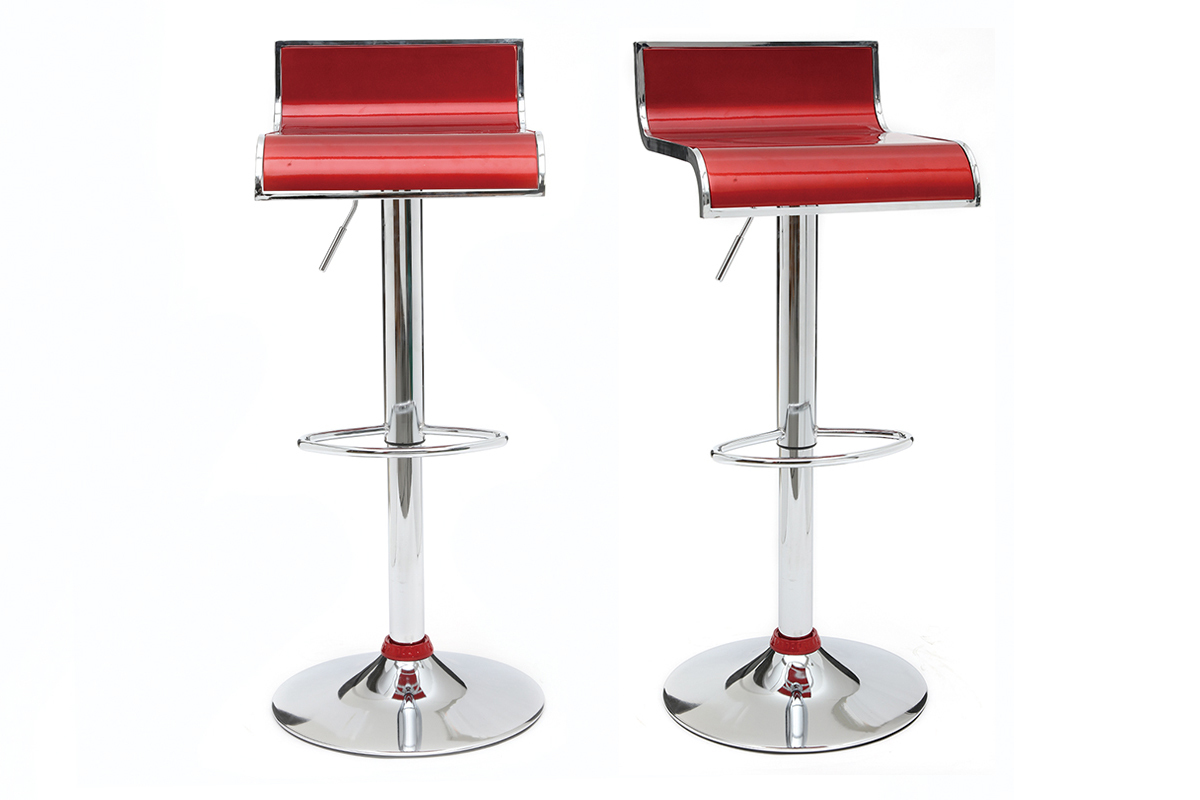 Tabouret de bar lie de vin WAVES (lot de 2)