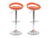 Tabouret de bar / cuisine moderne orange COMET (lot de 2)