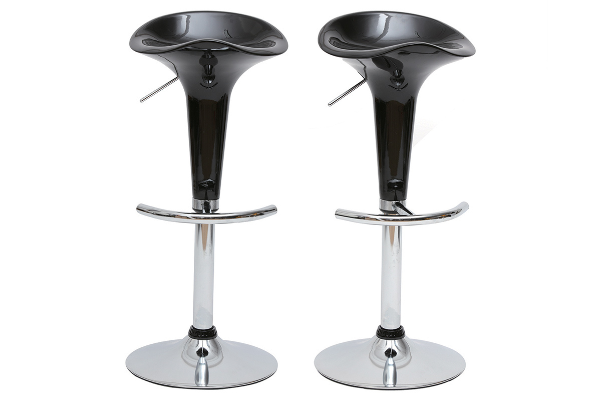 Tabouret de bar noir laqu&eacute; GALAXY (lot de 2)