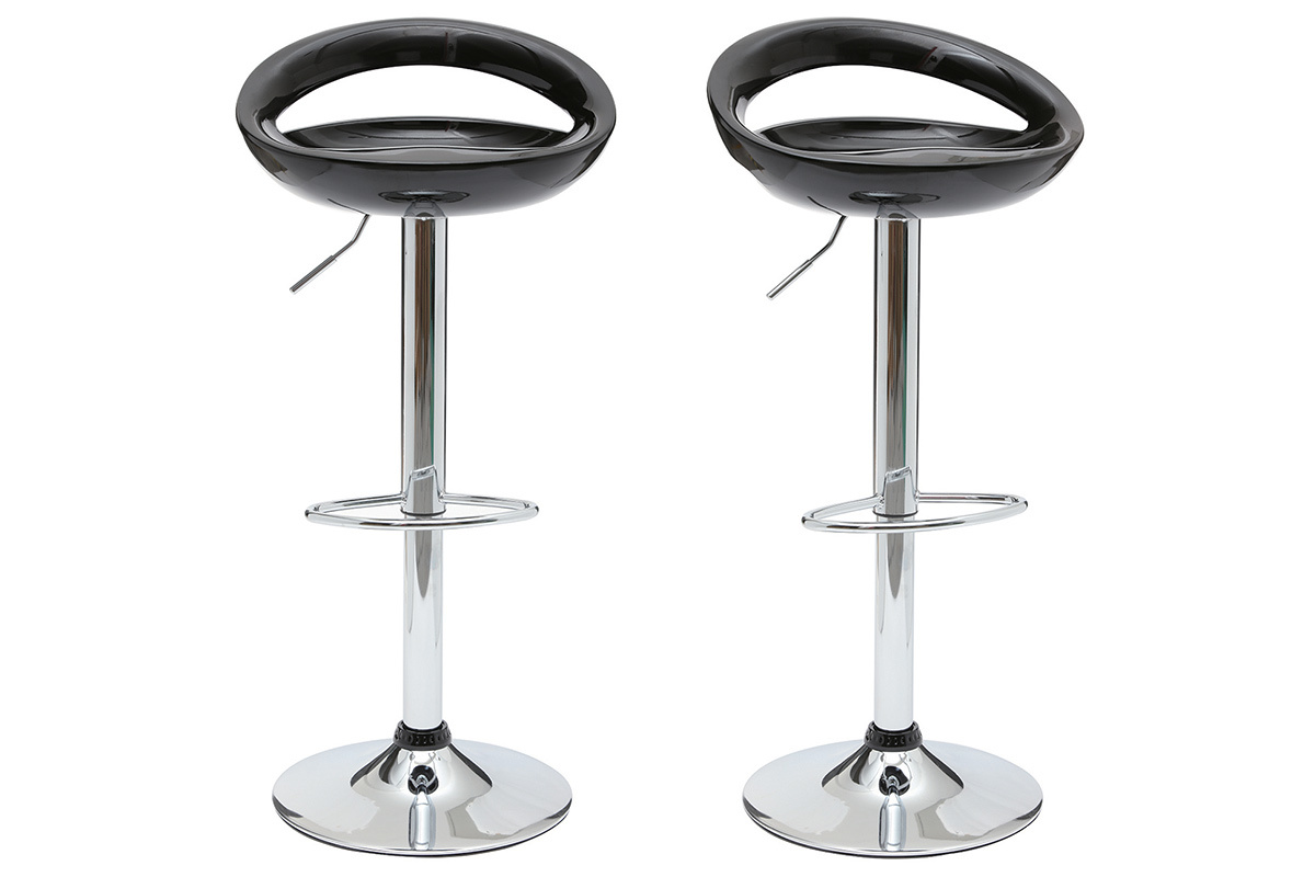 Tabouret de bar laqu&eacute; noir COMET (lot de 2)