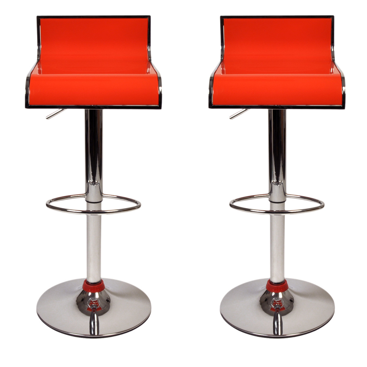 Tabouret de bar / cuisine orange design WAVES (lot de 2)