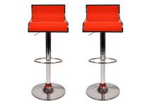 Tabouret de bar / cuisine orange design WAVES (lot de 2)