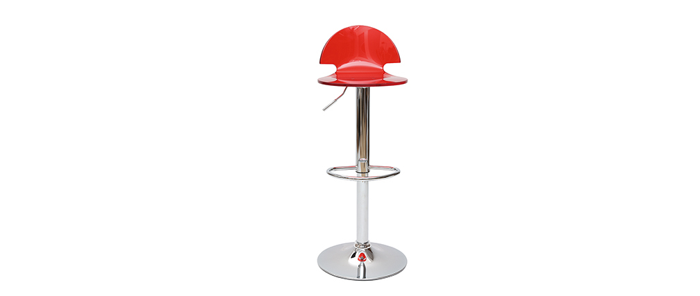 Tabouret de bar / cuisine ORION rouge transparent image 1