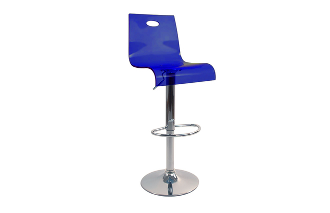 Tabouret de bar / cuisine plexiglas bleu transparent SATURNE