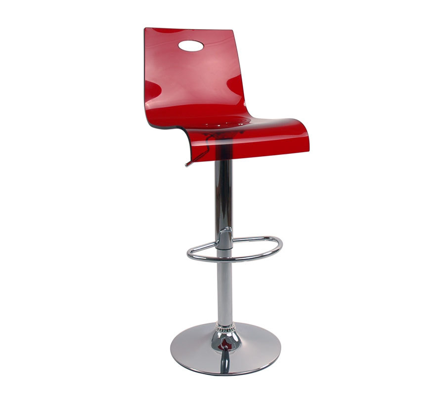 Tabouret transparent rouge en plexiglas SATURNE