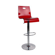 Tabouret de bar / cuisine plexiglas rouge transparent SATURNE