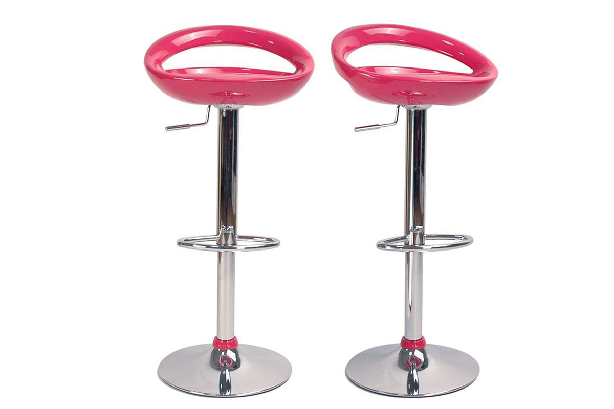 Tabouret de bar / cuisine rose moderne COMET (lot de 2)