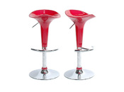 Tabouret de bar / cuisine rouge design GALAXY (lot de 2)