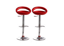 Tabouret de bar / cuisine rouge moderne PVC COMET (lot de 2)