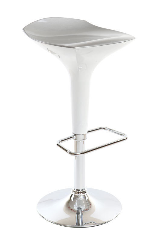 SOLDES Tabouret de bar design argent et blanc VENUS