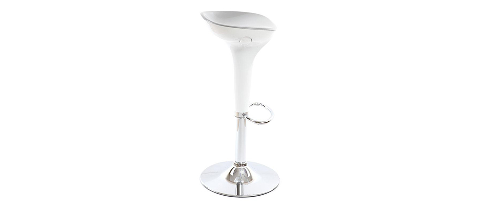 Tabouret de bar design blanc et argent JUPITER