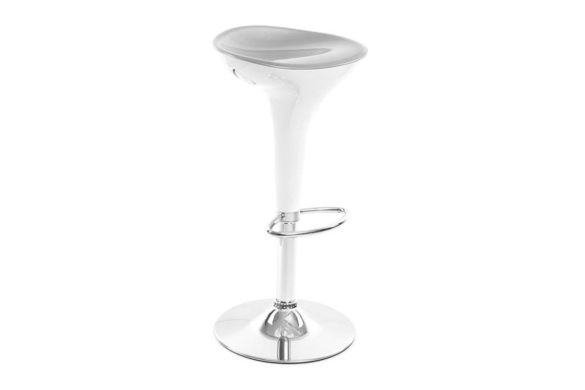 SOLDES Tabouret de bar design blanc et argent JUPITER