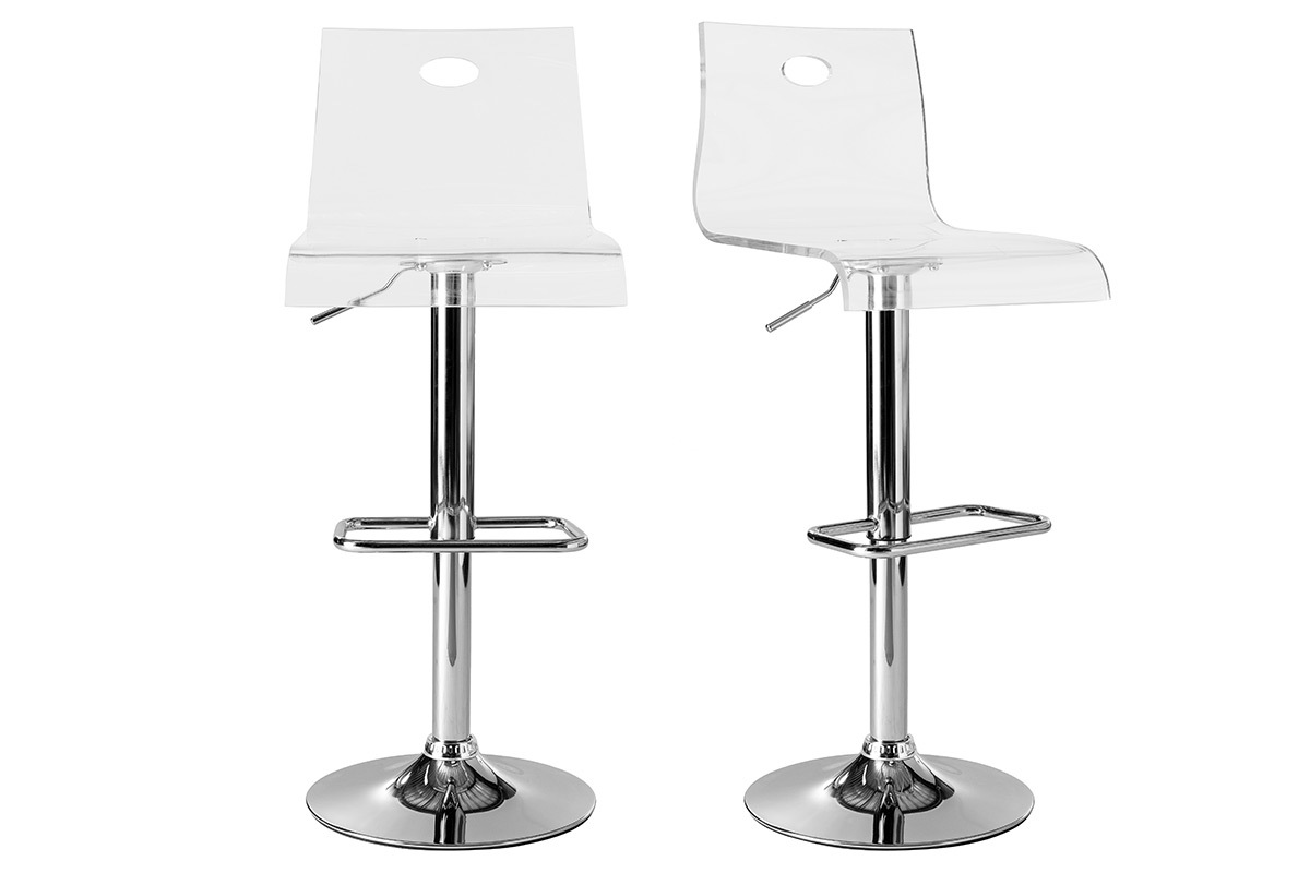 Tabouret transparent plexiglas SATURNE (lot de 2)