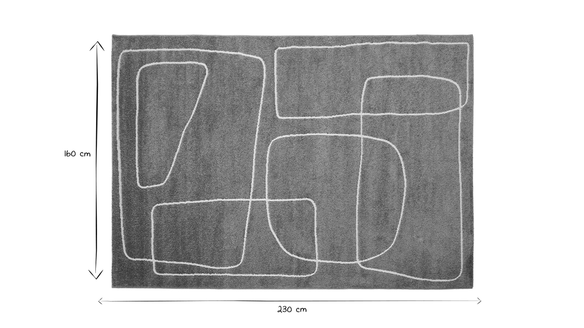 Tapis rectangulaire motif line art terracotta et blanc 160 x 230 cm TIANA