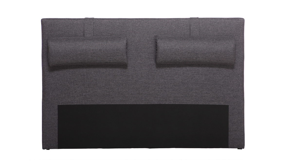 Tte de lit en tissu gris fonc avec repose tte amovibles L170 cm LORRY