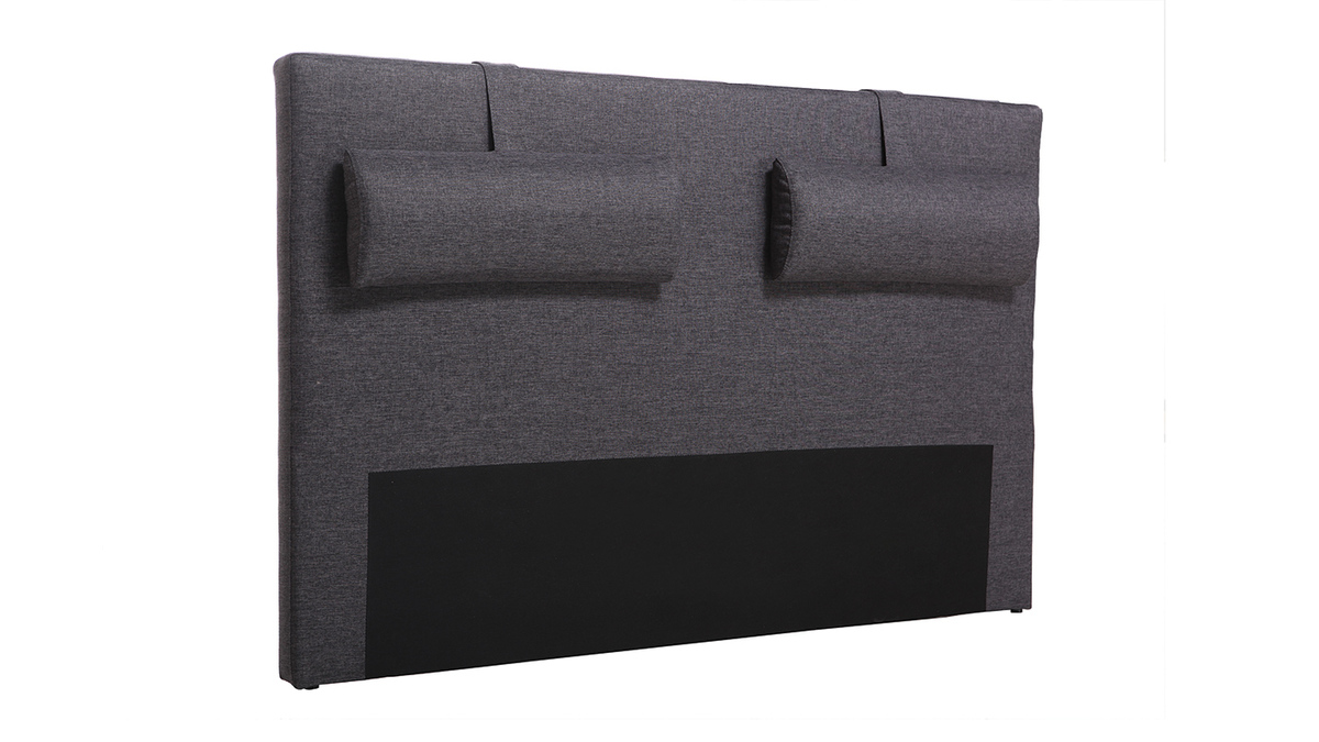 Tte de lit en tissu gris fonc avec repose tte amovibles L170 cm LORRY