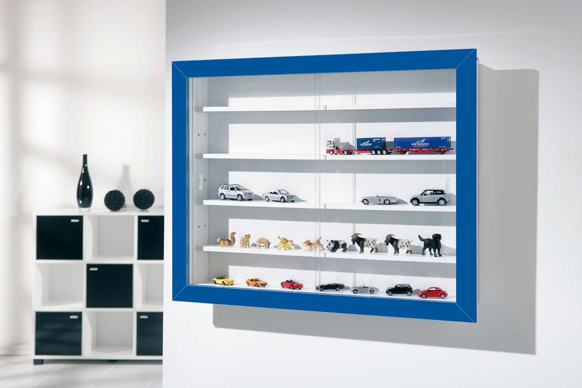 Vitrine murale pour miniatures bleue BOLORA 