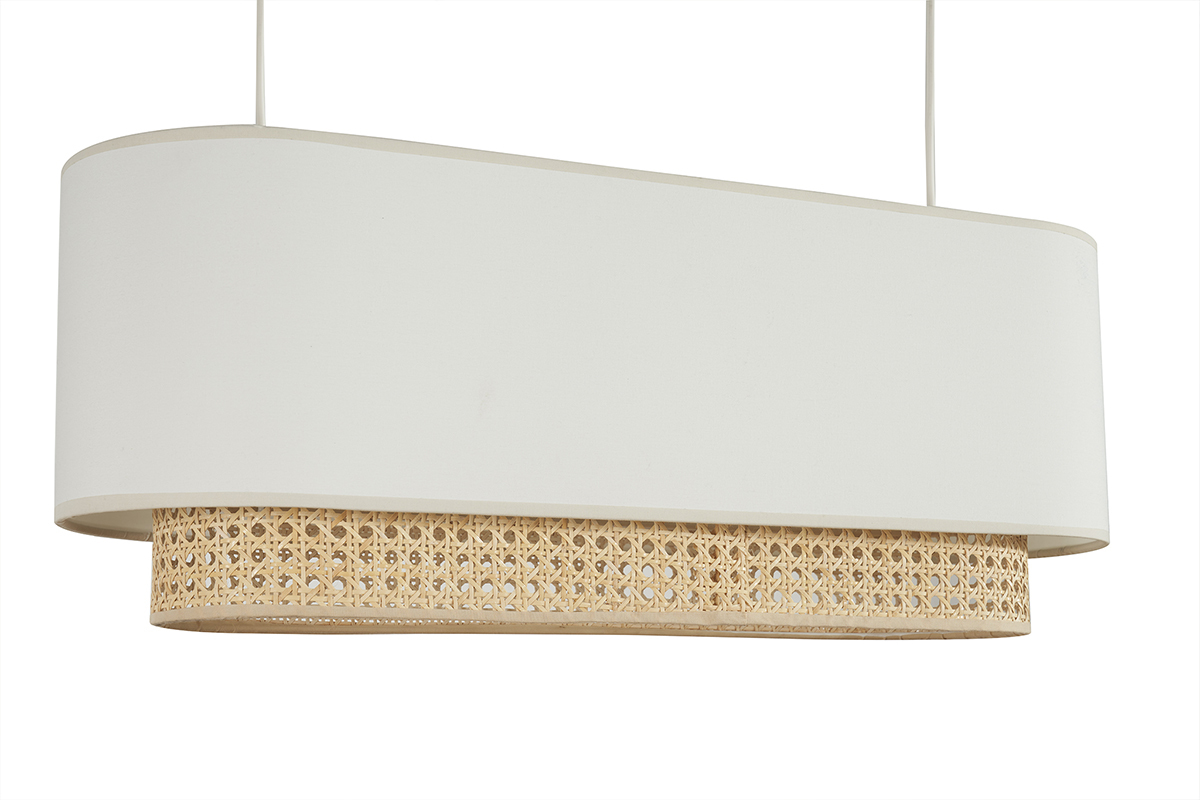 Abat-jour double en velours avec motif feuilles, beige et intérieur