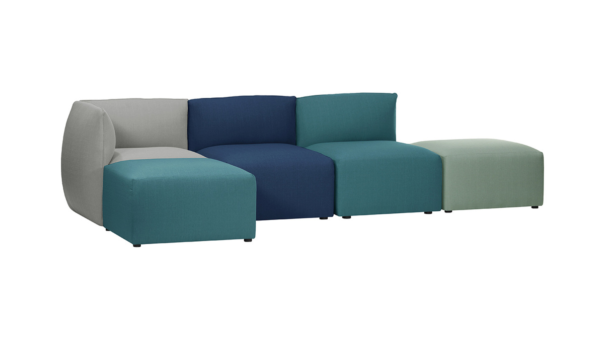 Angle de canapé design tissu bleu canard MODULO