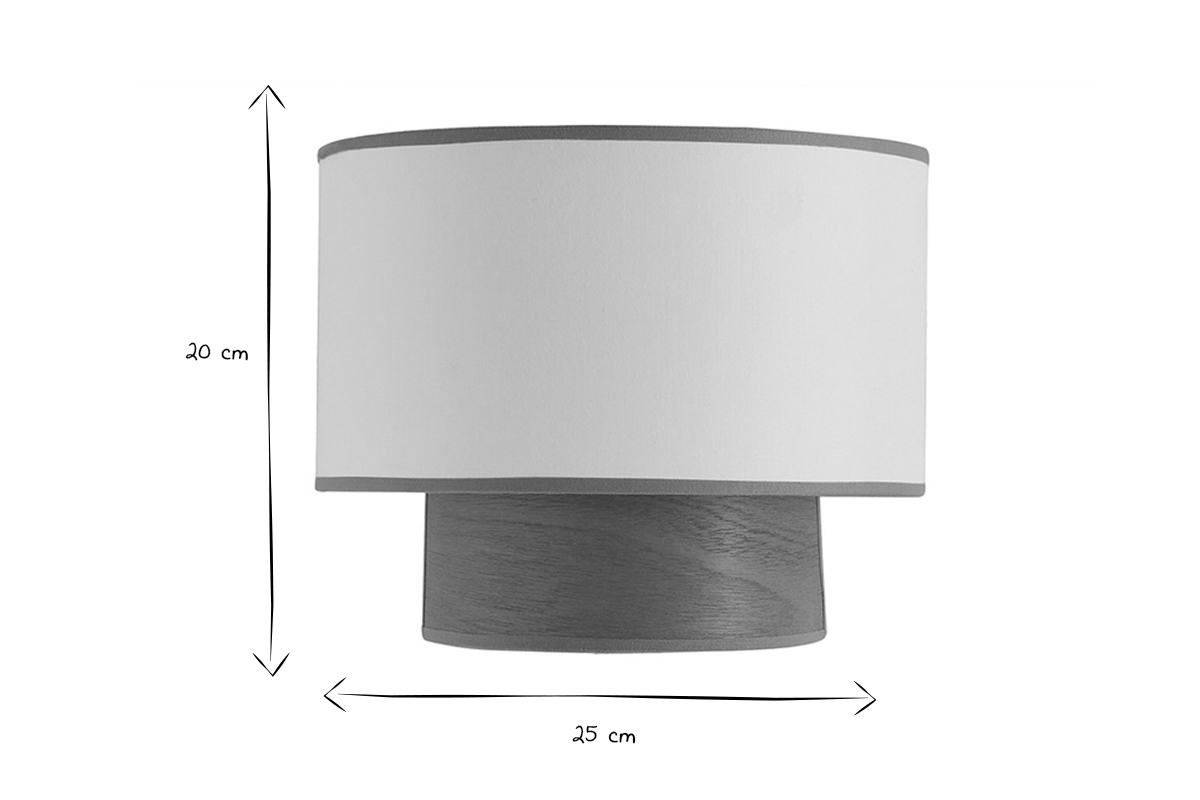 Applique murale bi-mati�re en coton blanc cass� et feuille d'acajou H20 cm SOLAR