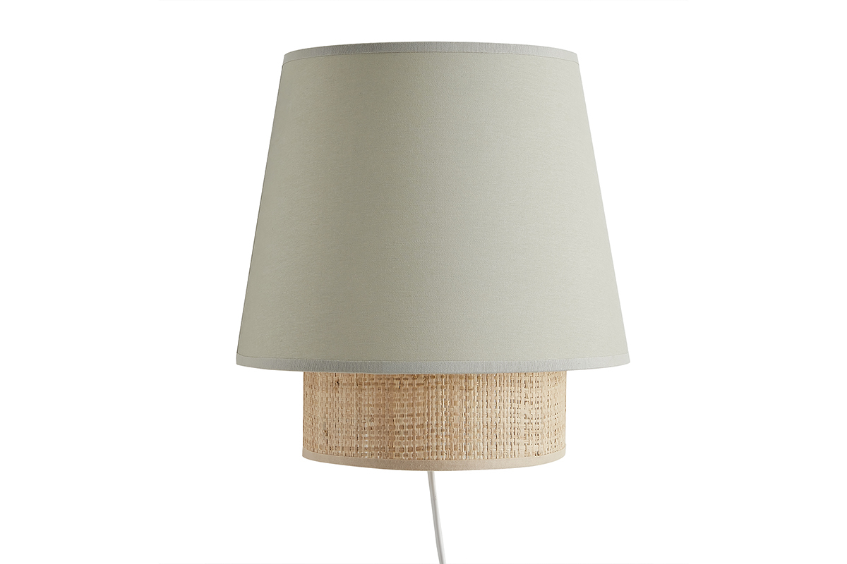 Applique murale design en coton vert sauge et rabane naturelle H25 cm JUME