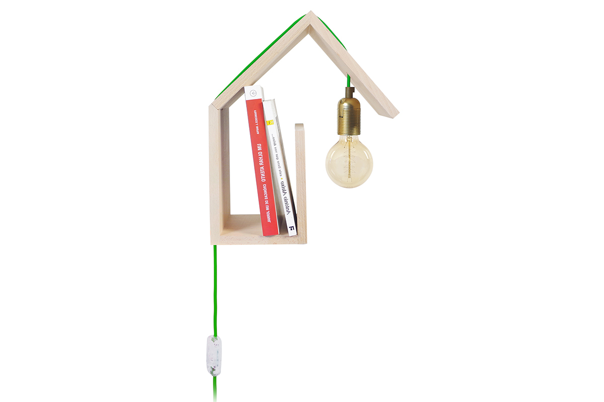 Applique murale design fixation droite cordon vert HUT