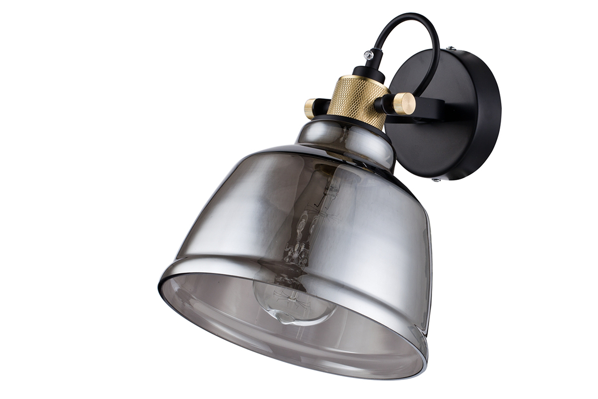 Applique murale design verre transparent fum� AMSTRONG