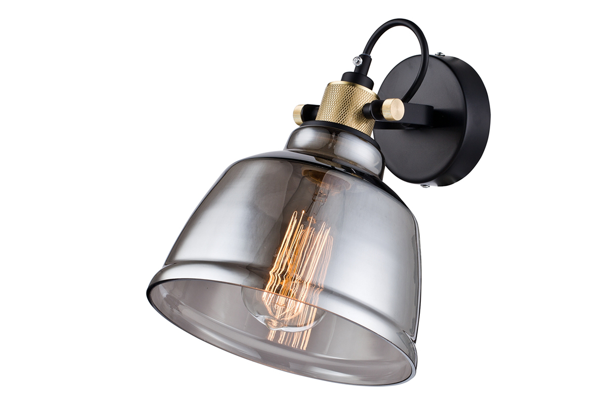 Applique murale design verre transparent fum� AMSTRONG