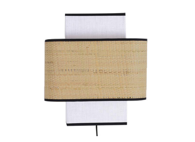 Applique murale en lin blanc et rabane naturelle H28 cm TERA