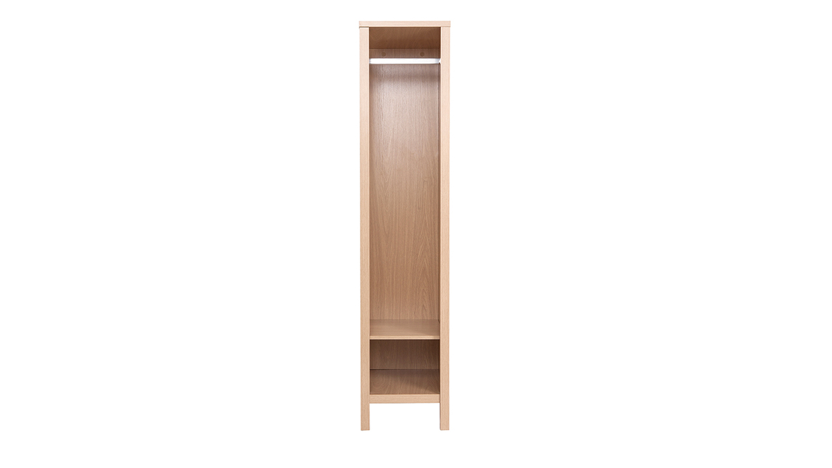 Armoire d'entrée avec penderie et étagères finition bois chêne clair L83 cm GUMBY