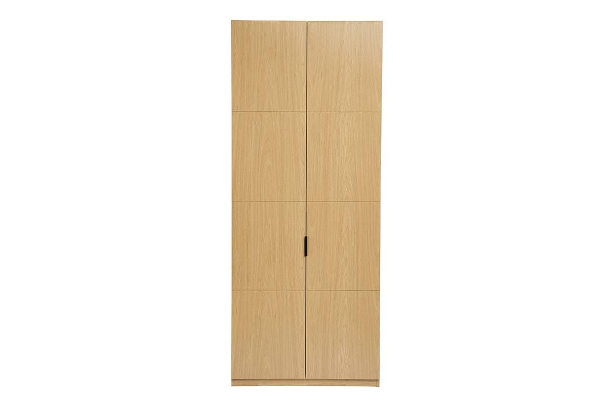 Armoire dressing en bois chne avec deux portes fermes, vue de face.