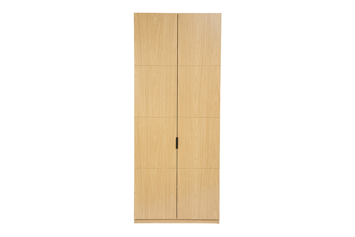 Armoire dressing bois chne GARENCE L90 cm, vue de face.