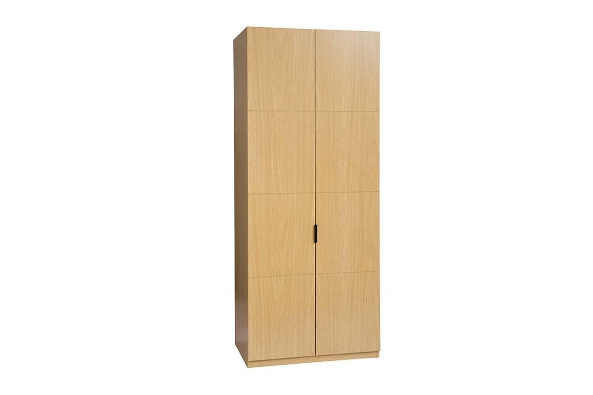 Armoire dressing en bois chne L90 cm, vue de 3/4.