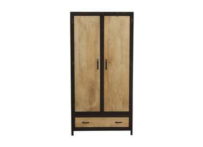 Armoire industrielle en bois massif manguier et métal noir L90 cm INDUSTRIA