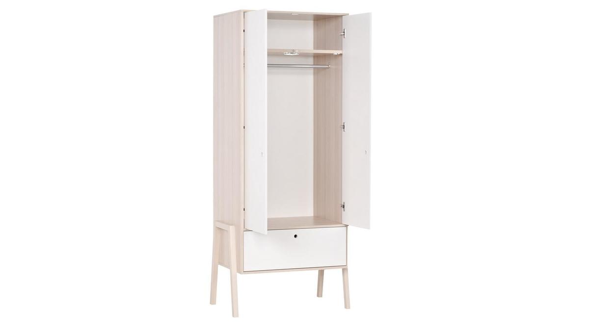 Armoire/penderie scandinave bois clair et blanc EASY Miliboo