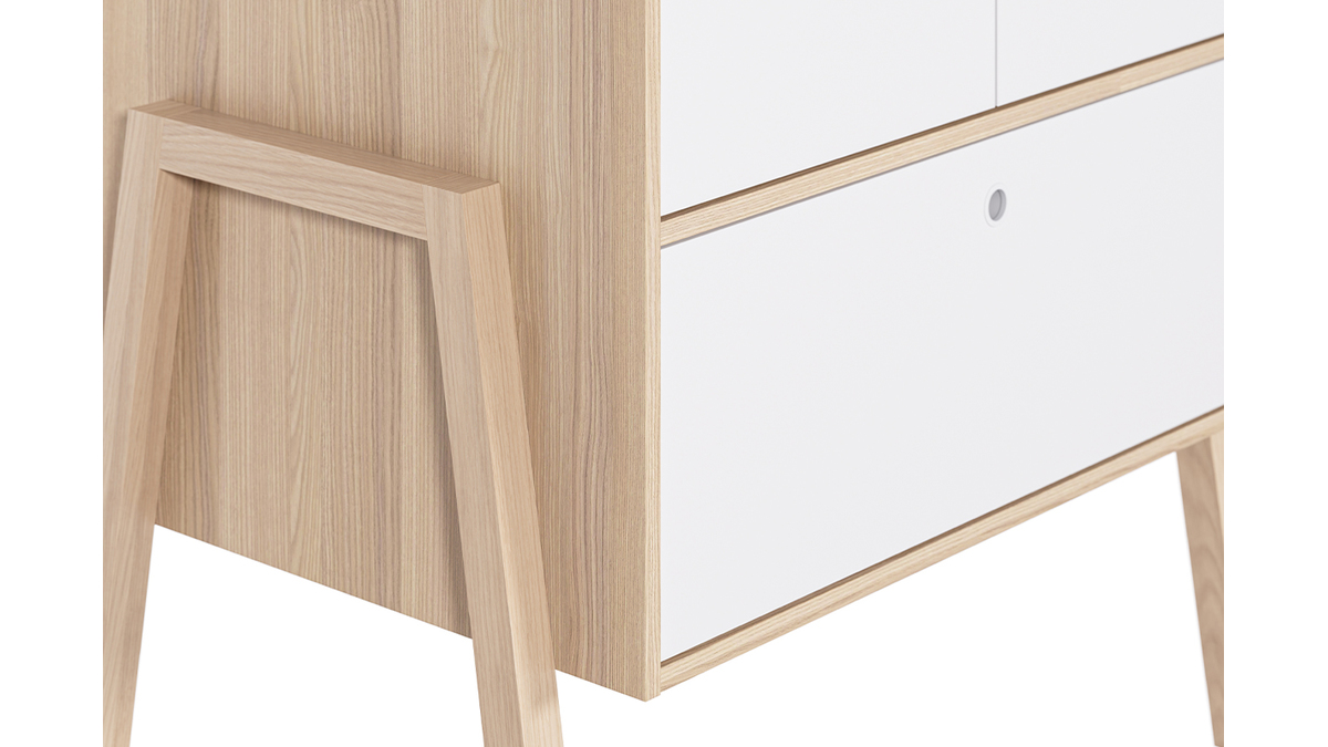 Armoire/penderie scandinave bois clair et blanc EASY Miliboo