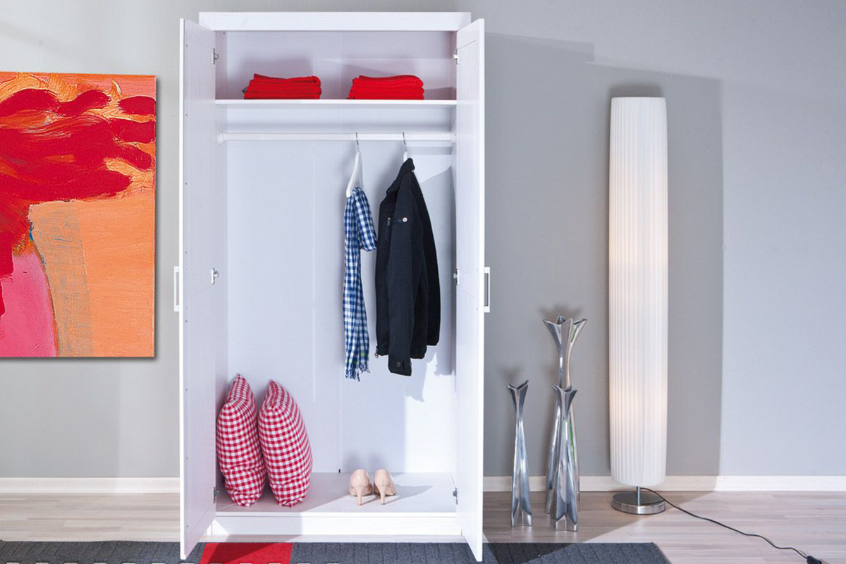 Armoire pin blanc 2 portes CLARA