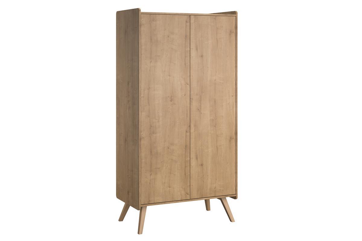 Armoire scandinave avec penderie et �tag�res bois clair L101 cm MOA