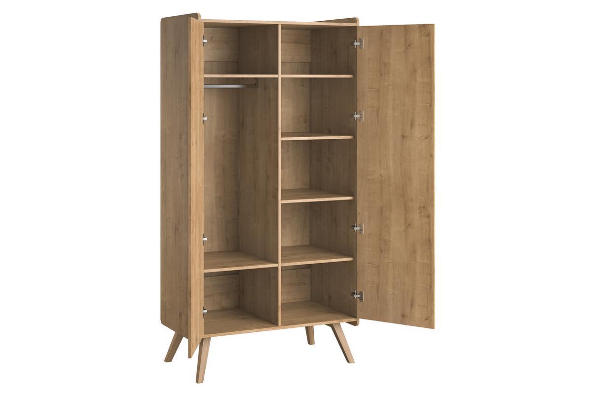 Armoire scandinave avec penderie et �tag�res bois clair L101 cm MOA