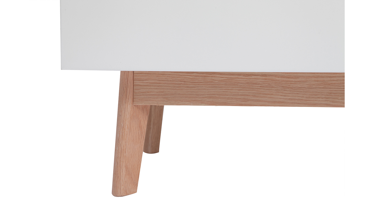 Armoire scandinave avec penderie et tiroirs finition blanc mat et bois chêne clair L100 cm KELMA