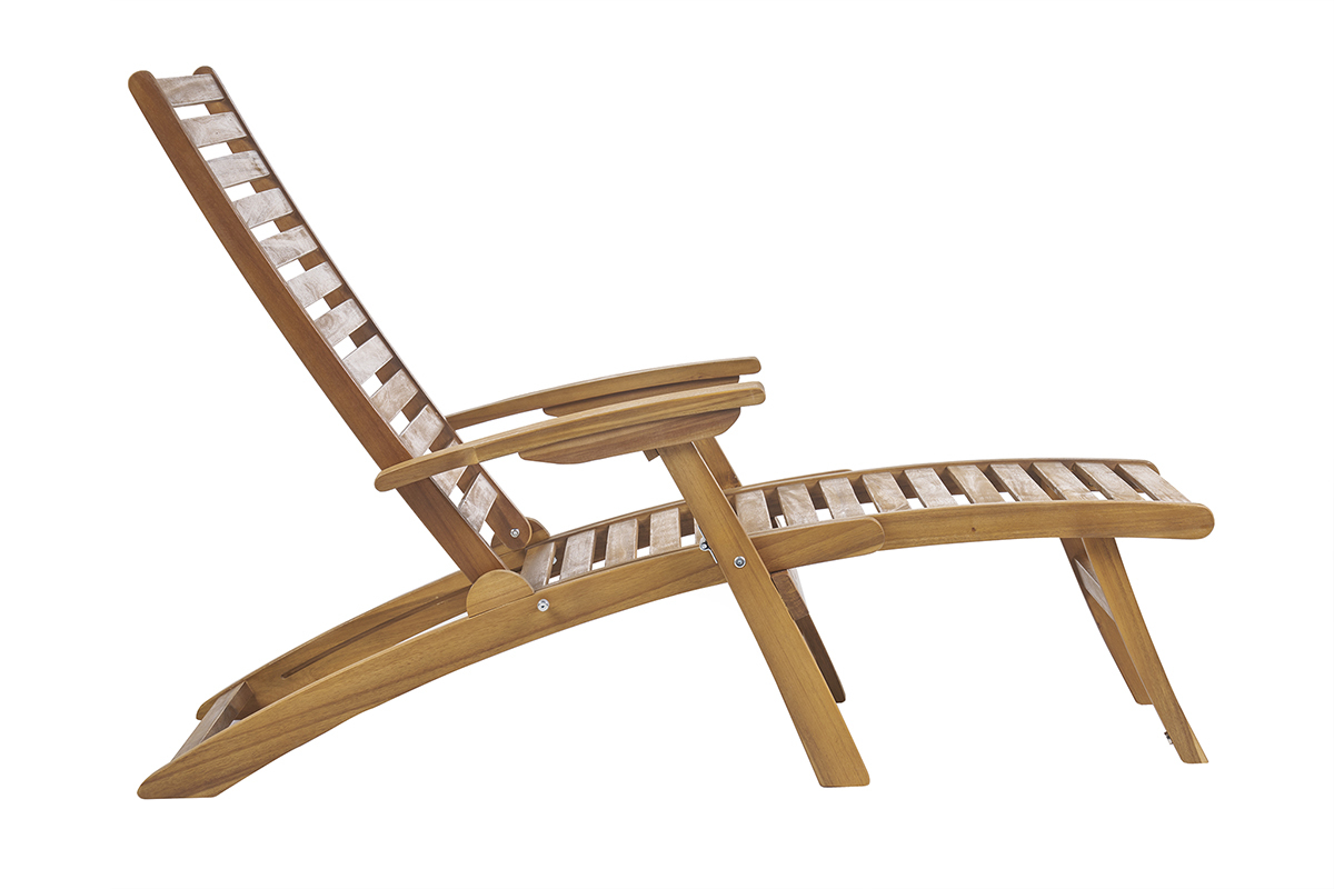 Bain de soleil inclinable 3 positions en bois massif RIO