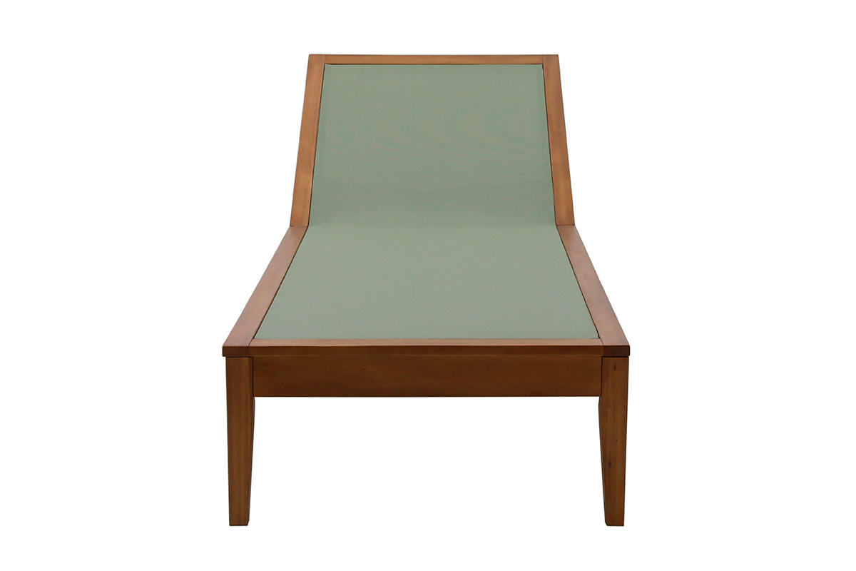 Bain de soleil NAVEEN vert kaki et bois, vue de face.