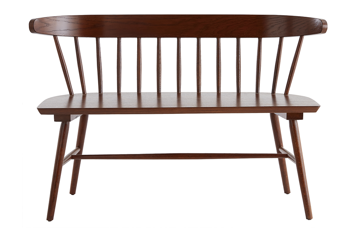Banc  barreaux bois fonc 2 places L120 cm DARIA