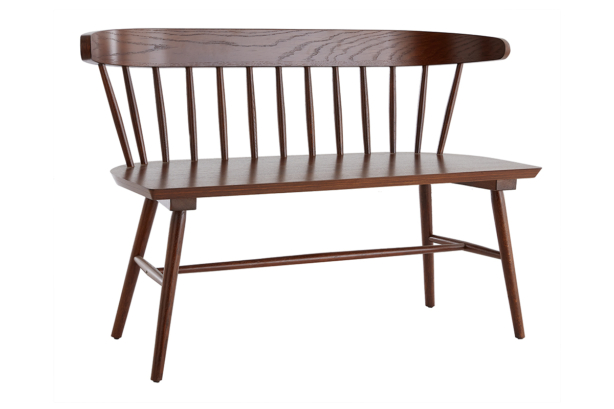 Banc  barreaux bois fonc 2 places L120 cm DARIA