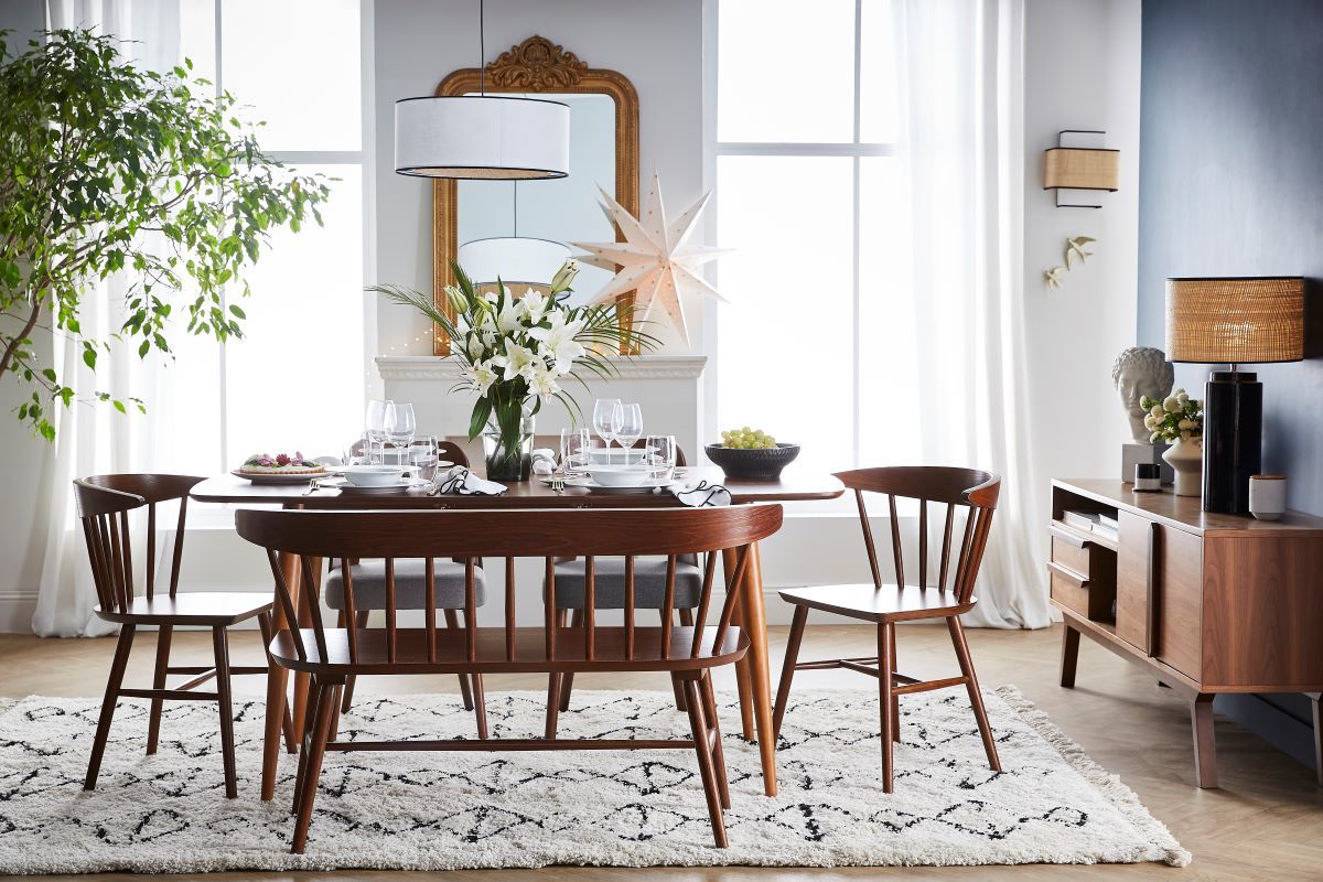 Banc  barreaux bois fonc 2 places L120 cm DARIA