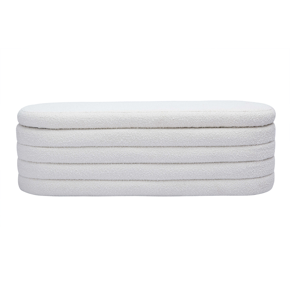 Banc coffre en tissu effet laine bouclée blanc L125 cm NAVY Banc coffre en tissu effet laine bouclée blanc L125 cm NAVY