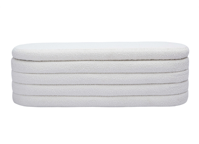 Banc coffre en tissu effet laine bouclée blanc L125 cm NAVY